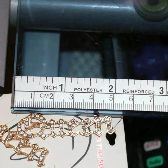 New Charlotte Russse 2" Long Queen Earrings in Gold Tone with Rhinestones - Picture 2 of 2